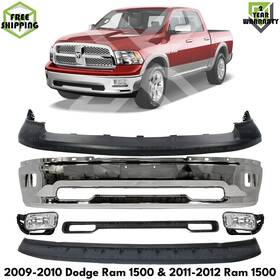 16581506 Wisley Auto Parts Us Front Bumper Chrome And Fog Lights For 2009-10 Dodge Ram 1500 2011-2012