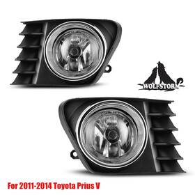 Lt30-0421-09 Wolfstorm Pair For 2011-2014 Toyota Prius V Fog Light Lamps Wiring Switch Kit Clear Lens