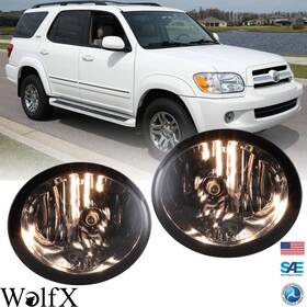 30-0076-11 Wolfx For 2000-2006 Toyota Tundra 2001-2007 Sequoia Fog Lights Smoke Lens Driving Lamp
