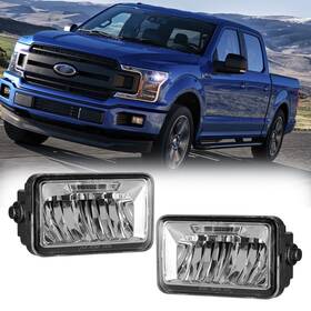 30-0475-09 Wolfx For 2015 2016-2018 Ford F-150 Assembly Fog Lights Led Rectangle Lamps Clear Lens