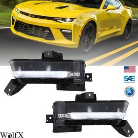 40-0606-09 Wolfx For 2016-2018 Chevy Camaro Ss Drl Fog Lights Front Bumper Lamps Clear Lens