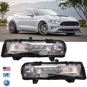 Wj30-0688j-09 Wolfx Fog Lights For 2018-2023 Ford Mustang Led Drl Turn Signal Clear Lamps