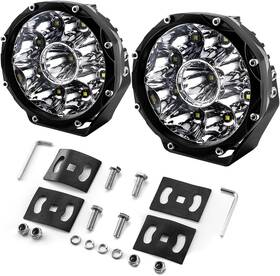 70201010 Wsays 5 Inch Led Light Pods Round Offroad Ditch Lights 6500lm Central Black