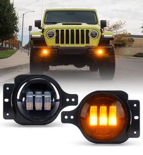 Jl-fl-jl-g1-a Xprite 4 Inch Led Fog Lights Amber Lens For Jeep Wrangler Jl And Jt 2018-2026 Replacement