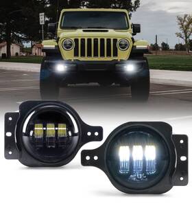 Jl-fl-jl-g1-w Xprite Pair Bumper Fog Lights For Jeep Wrangler Jl 2018-2023 Sport Gladiator Jt