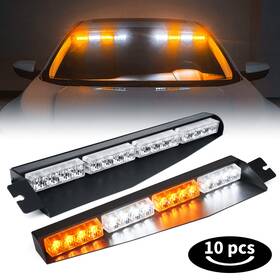 Yl-145-wy Xprite 10pcs 32 Led Visor Strobe Light Bar Sunshield Emergency Warning White Amber Mix