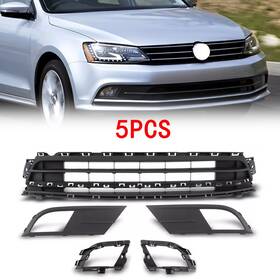 Wq-vw-jd-089 Ylt Auto 5pcs Fit For 2015-2018 Jetta Front Lower Grille Fog Light Bezels And Brackets Set