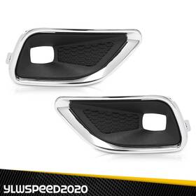 Yl20250128-20 Ylwspeed20 Pair Front Bumper Fog Light Lamp Covers Bezel Chrome Fit For 19-20 Jeep Cherokee