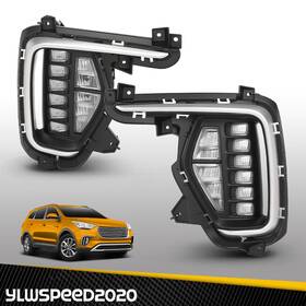 Ylwspeed20 Yl20250424-27 Fits 2017-19 Hyundai Santa Fe 7 Seats 4pcs Front Fog Lights With Bezels Covers Set