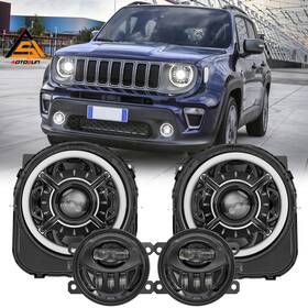Ch2502273 Z-offroad 9 Inch Led White Drl Headlights 4 Fog Light Assembly For Jeep Renegade 2015-2022