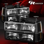 Pair Black Amber Corner Headlight+bumper Lamps For 1994-2000 Gmc C/k 1500 GMT400. Fixed Price $75.00.