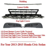 Front Bumper Grille + Molding Fog Light Covers For 2013-2015 Honda Civic Sedan. Fixed Price $110.99.