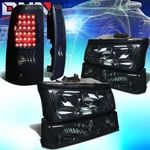 For 03-07 Silverado Smoked Headlight+clear Bumper+black Tinted Led Tail Lamp Set. Fixed Price $143.98.
