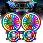 Mictuning J1 Rgb+ic 7-INCH Led Headlights W/fog Assembly For Jeep Wrangler. Fixed Price $270.99.