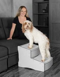 Extra Wide 2-STEP Stairs For Dogs/cats Up To 200 Lbs, Washable Carpet, Fog. Fixed Price $149.99.