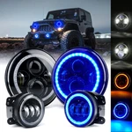 7" In Led Headlight Fog Combo 90W Blue Drl Halo For Jeep Wrangler Jk 2018. Fixed Price $159.99.