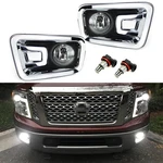 Chrome Bezel Clear Lens Fog Lamps W/white Led Light Bulbs For 17-19 Nissan Titan. Fixed Price $83.09.