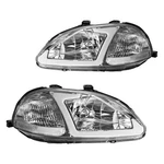 Headlight Assembly Set Left+right For 96-98 Honda Civic 1.6L Halogen Chrome. Fixed Price $126.99.