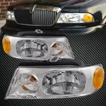 Headlights Chrome Pair Halogen Fits 98-02 Lincoln Navigator / Blackwood. Fixed Price $151.61.