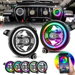 2X 9" Inch Led Rgb Halo Headlights Combo For Jeep Wrangler Jl Gladiator Jt 2018+. Fixed Price $179.99.