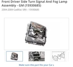 New Oem Front Driver Side Turn Signal And Fog Lamp 15930685 04-09 Cadillac Srx. Fixed Price $206.00.