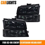 Smoked Corner Headlights & Signal Bumper Lamp Fit For 03-07 Chevy Silverado. Fixed Price $85.00.