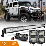 52 Inch Led Light Bar + 4X 4" Pods Combo Kit Offroad For Jeep Wrangler Jk Tj Cj. Fixed Price $94.99.