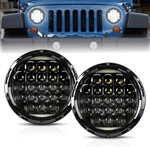 Aaiwa New Pair 7" Round Led Headlights Hi Lo Drl For Jeep Wrangler Jk Tj Cj Lj. Fixed Price $109.49.