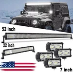 Tri Row 52 Inch +22 Led Lights Bar +4X 18W Pods For Jeep Wrangler Jk Tj Yj. Fixed Price $125.99.