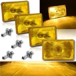4X6" Halogen Semi Sealed Stock Yellow Glass H4 Headlight Bulb Set 60/55W. Fixed Price $113.95.