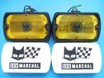 New Vintage Marchal 750 Fog Lights Yellow Lens Black Body Pair Square Lamp. Fixed Price $789.00.