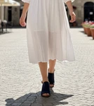 Sophia Milano 19100 Womens Slingback 9.5 Navy Leather Peep Toe Block Heel Sandal. Fixed Price $49.99.