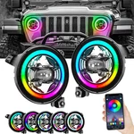 9"INCH Rgb Halo Led Headlights For Jeep Wrangler Jlu Gladiator 2018 2019-2023. Fixed Price $179.99.