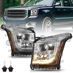 New Pair Headlights Front For 2015-2020 Gmc Yukon Xl Black Hid Lh+rh Clear Lens. Fixed Price $322.99.