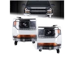 Pair Chrome Hid Headlights Chevy Silverado 1500 2016-2019 Led Drl Projector. Fixed Price $210.00.