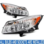 Chrome Pair/set Reflector Headlights Assembly W/ Bulbs For Buick Regal 2011-2013. Fixed Price $259.99.
