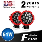 Nilight 2PCS 51W 7" Round Flood Led Work Bar Offroad Driving 4WD Red. Fixed Price $57.99.