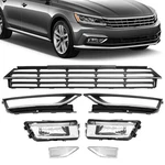 For Vw Passat 2012-2015 Front Bumper Fog Lights Corner Lamp & Lower Grille 7PC. Fixed Price $86.51.