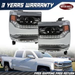Pair Led Headlight Headlamp For Silverado 1500 2016-2018 Frame Chrome Right+left. Fixed Price $285.07.