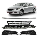 Front Bumper Grille + Molding Fog Light Covers For Honda Civic Sedan 2013-2015. Fixed Price $110.89.