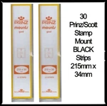 30 Prinz/scott Stamp Mounts Archival Quality Black Strips 215MM X 34MM Packs. Fixed Price $24.80.