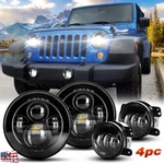 For Jeep Wrangler Jk 130W 7" Round Led Hi/lo Headlights 4" Driving Fog Set. Fixed Price $76.99.