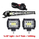 20IN Led Light Bar Combo Spot Flood Truck OFFROAD+2X 4" Pods For Jeep Suv+wiring. Fixed Price $38.94.