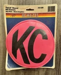 Vintage Kc Hilites Two 6" Round Fog Light Covers Hot Pink Vinyl #5109. Fixed Price $249.99.
