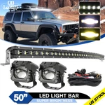 Roof 50" Slim Curved Led Light BAR+3" Fog Pods Spot Flood Truck For Jeep Offroad. Fixed Price $161.59.