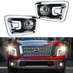 Chrome Bezel W/ Clear Lens Fog Light Kit + Switch Wiring For 17-19 Nissan Titan. Fixed Price $74.09.