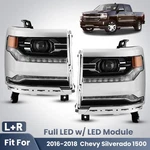 Full Led Headlights For 2016-2018 Chevy Silverado 1500 With Chrome Bezel Pair. Fixed Price $294.99.