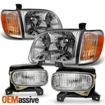 For 2000-2004 Toyota Tundra Headlight W/corner Lamp + Halogen Fog Bumper. Fixed Price $125.99.
