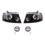 Brock Headlights With Black Bezel And Round Fog 4 Piece Set Fits F-150. Fixed Price $141.70.