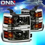 For Chevy Silverado 14-15 Projector Led Bar /drl Smoked Housing Amber Headlights. Fixed Price $197.99.